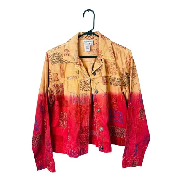 Vintage Coldwater Creek Womens Ombre Embroidery Geometric Button Jacket Small - Picture 1 of 8